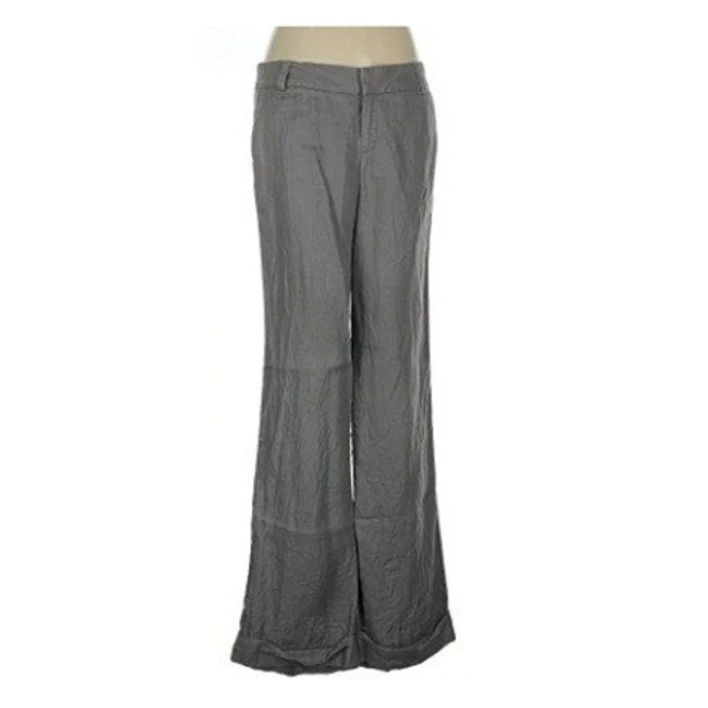 Banana Republic 100% Linen Wide Leg Ryan Fit Grey Cuffed Pants W 28/29x33T $158